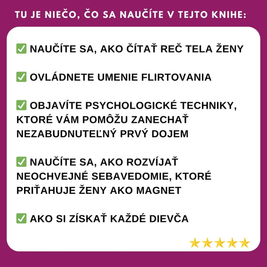 Najpredávanejší sprievodca pre mužov odhaľuje REVOLUČNÉ techniky zaručujúce úspech pri zvádzaní každej ženy + BONUS